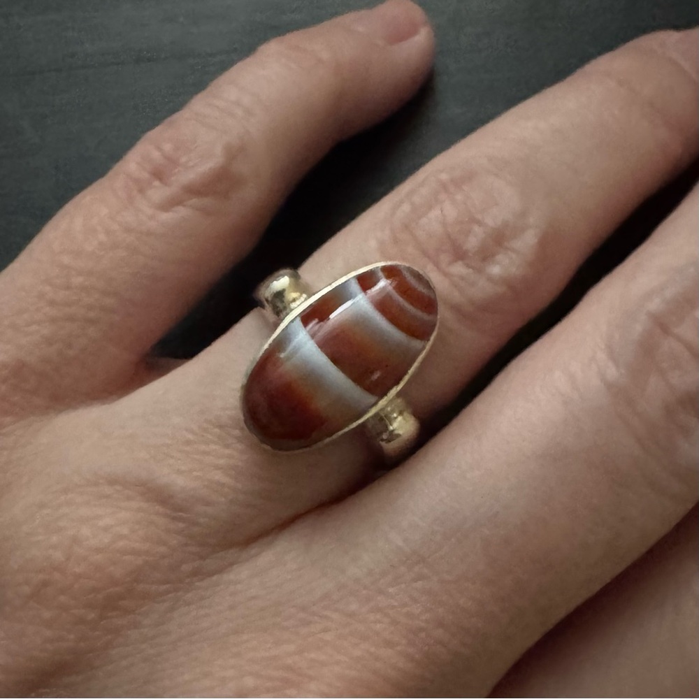 My 90s Agate Sterling Silver Ring 6.5